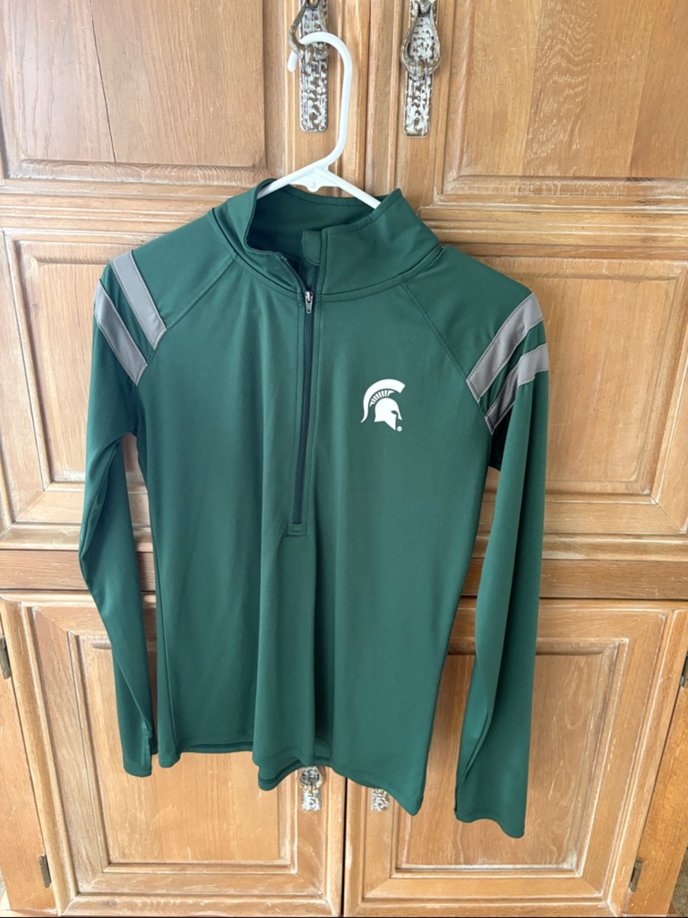 Green Quarter-Zip Pullover with Spartan Logo